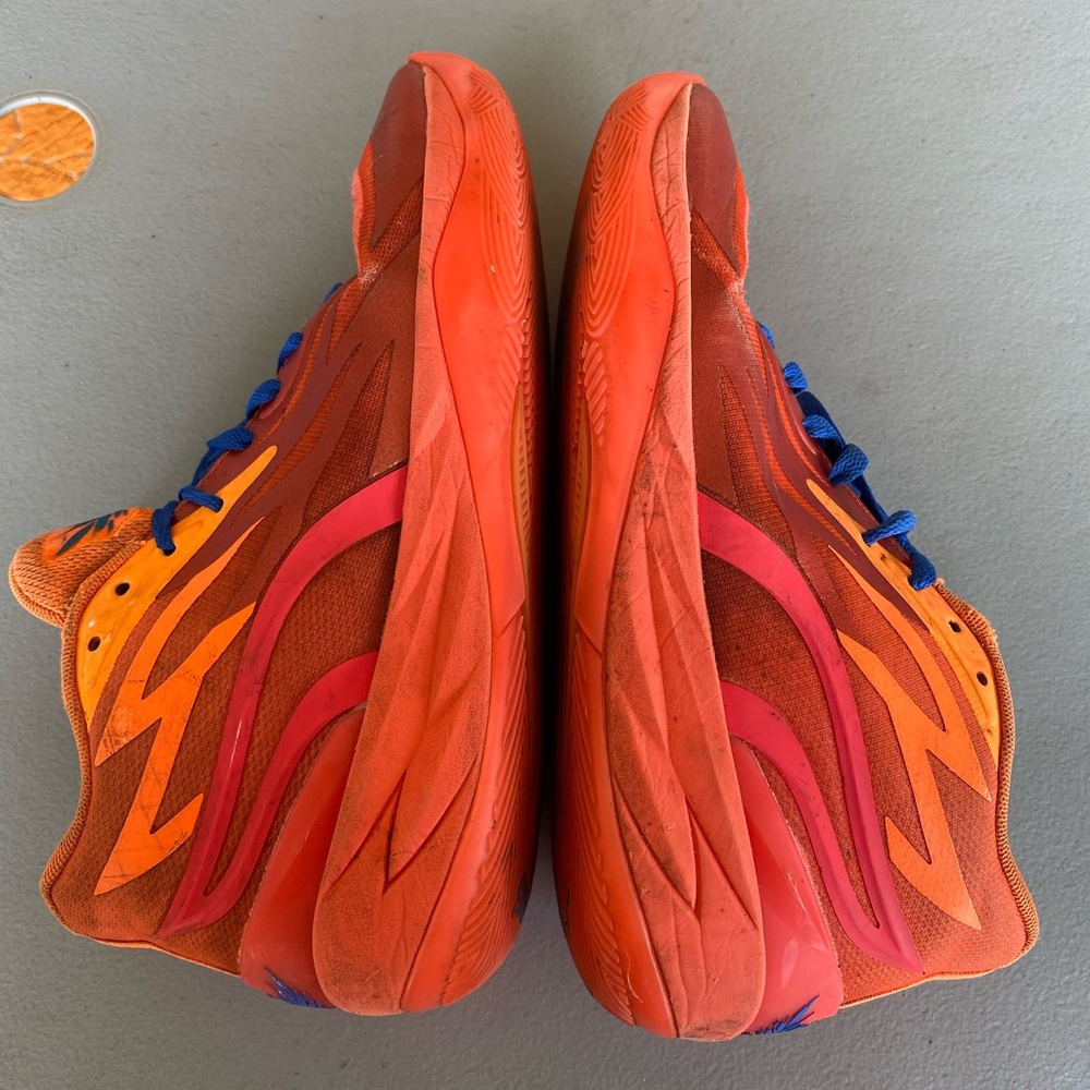 Puma Orange and Red Athletic Shoes with Blue Accents - Picture 4 of 4